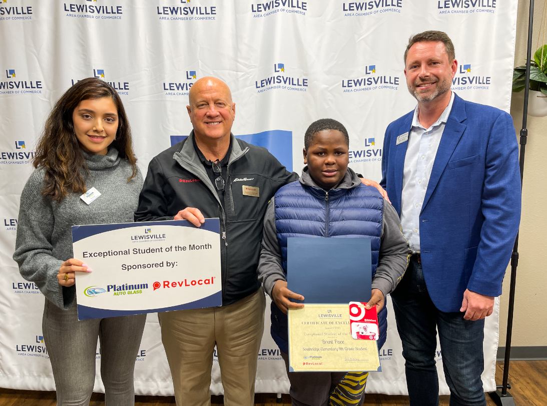 Southridge Elementary student Brent Pace named Lewisville Chamber's Exceptional Student of the Month 2023